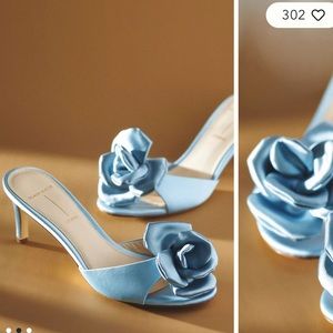 Anthropologie Black Suede Studio Josephina Rosette Heels